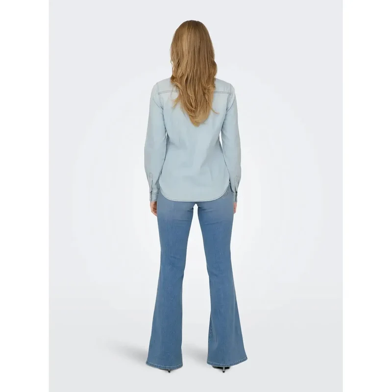 Chemise à boutons en coton bleu clair, modèle féminin Only - Référence 15315185