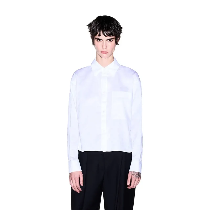 Chemise longue classique en coton blanc pour femmes Armani Exchange