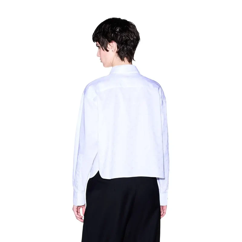 Chemise longue classique en coton blanc pour femmes Armani Exchange