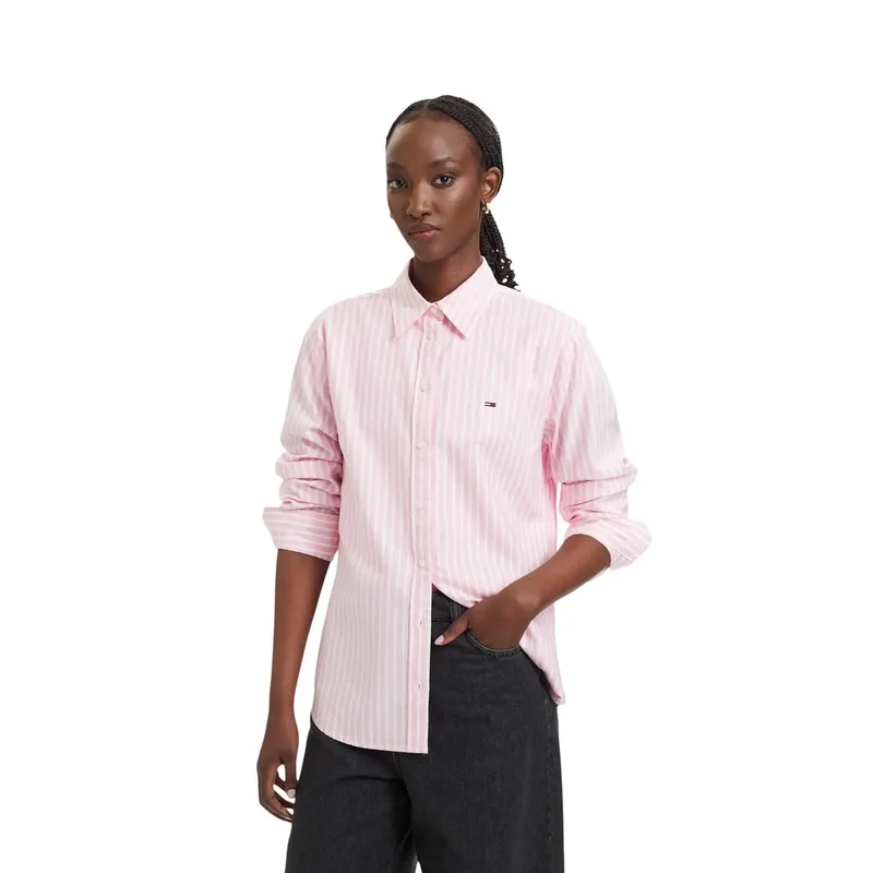 Chemisier en coton biologique rose à rayures pour femmes Tommy Hilfiger