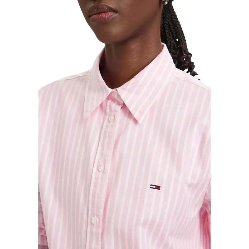 Chemisier en coton biologique rose à rayures pour femmes Tommy Hilfiger