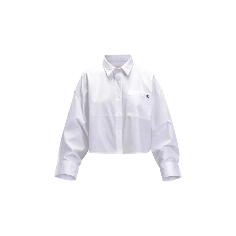 Chemise pour femmes Calvin Klein Jeans en coton blanc à manches longues