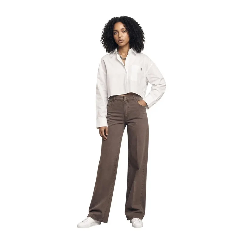Chemise pour femmes Calvin Klein Jeans en coton blanc à manches longues