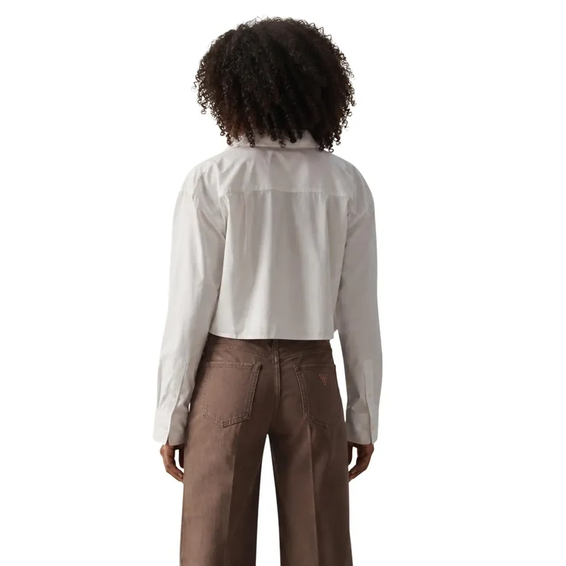 Chemise pour femmes Calvin Klein Jeans en coton blanc à manches longues
