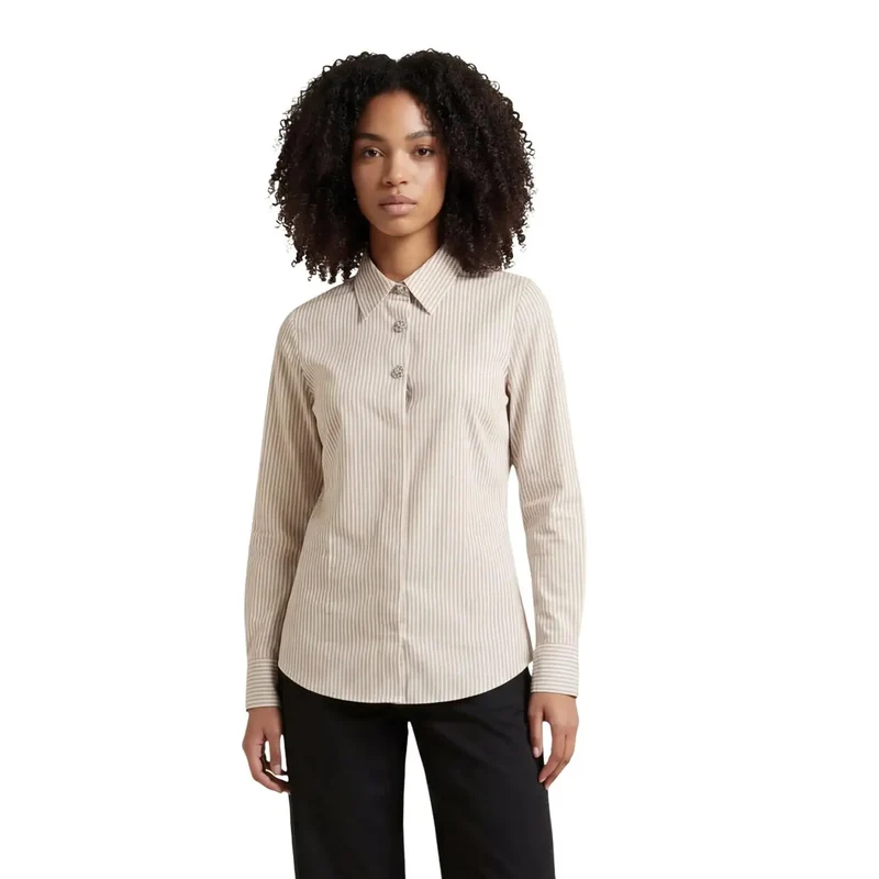 Chemise longue classique en coton beige pour femme de Jacqueline De Yong