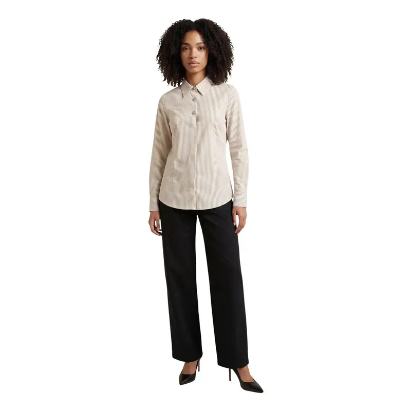 Chemise longue classique en coton beige pour femme de Jacqueline De Yong