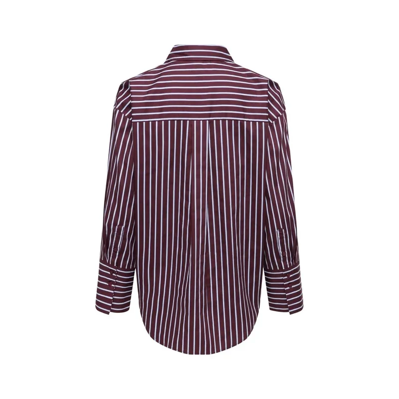 Chemise en coton à rayures bordeaux pour femmes de Jacqueline De Yong