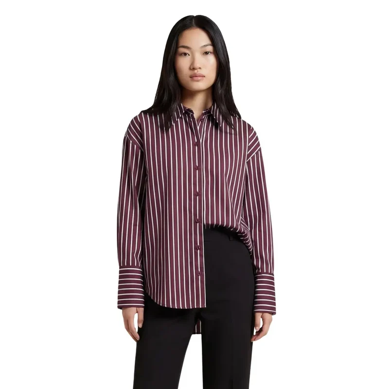 Chemise en coton à rayures bordeaux pour femmes de Jacqueline De Yong