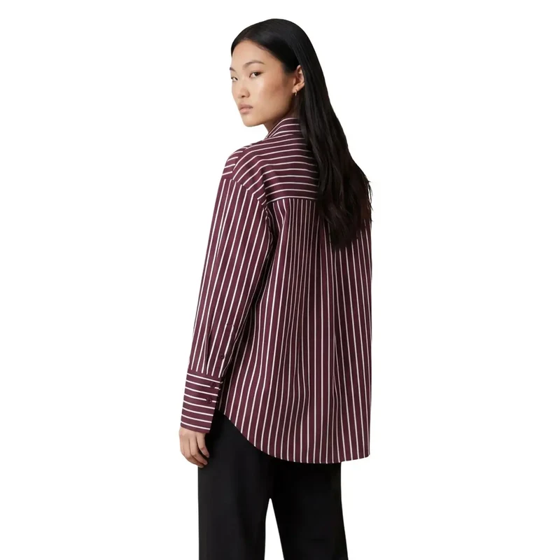 Chemise en coton à rayures bordeaux pour femmes de Jacqueline De Yong