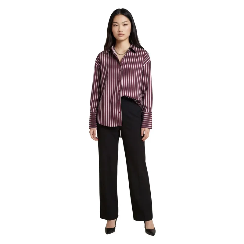 Chemise en coton à rayures bordeaux pour femmes de Jacqueline De Yong
