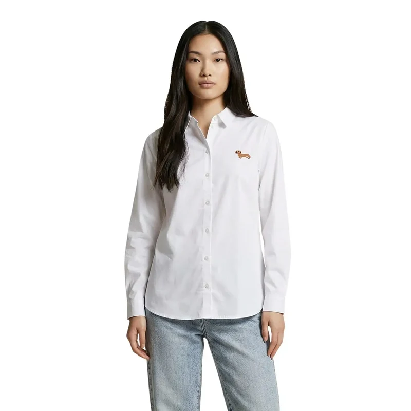 Chemise longue à manches longues en coton beige pour femmes Jacqueline De Yong