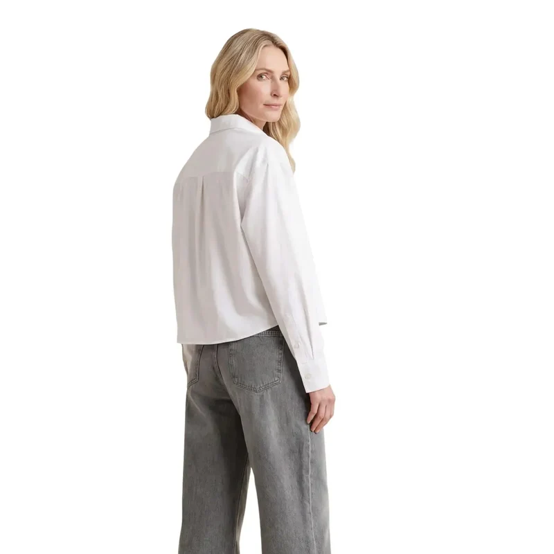 Chemise courte en coton blanc pour femmes Calvin Klein Jeans, article LV047F148G