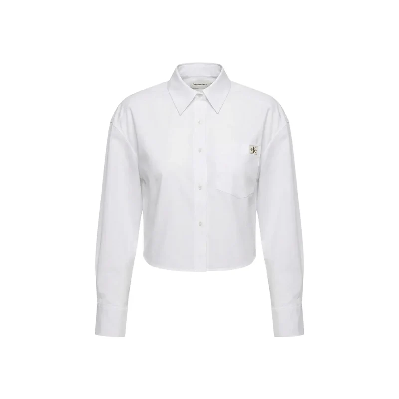 Chemise courte en coton blanc pour femmes Calvin Klein Jeans, article LV047F148G