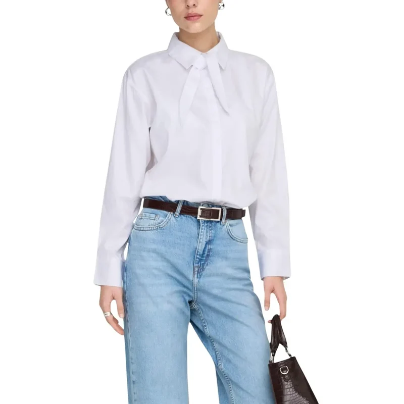 Chemise classique longue en coton blanc pour femmes Jacqueline De Yong
