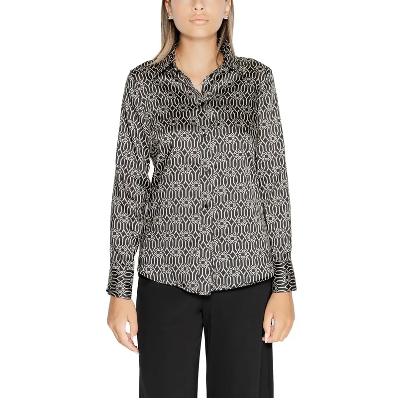 Chemisier à manches longues en polyester pour femmes, couleur noire, Rinascimento, CFC0119892003