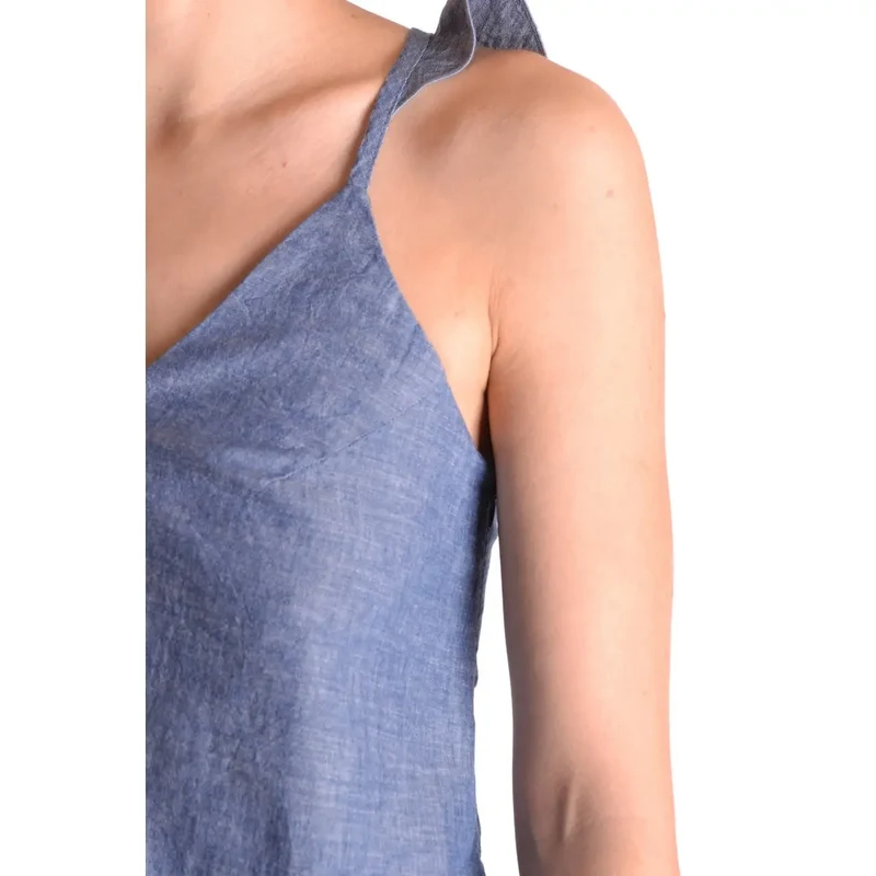 Débardeur pour femmes Dondup bleu sans manches en coton avec encolure en V