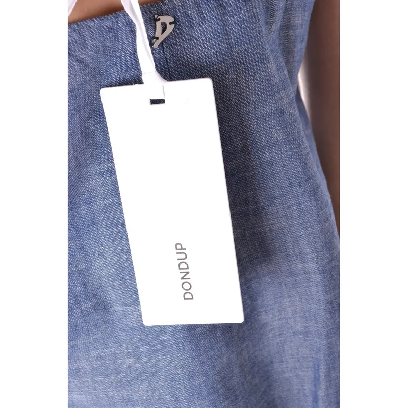 Débardeur pour femmes Dondup bleu sans manches en coton avec encolure en V