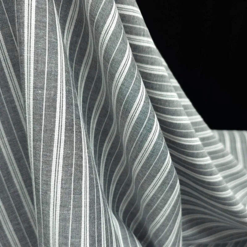 Tissu de coton léger effet lin | Rayures tissées teintes