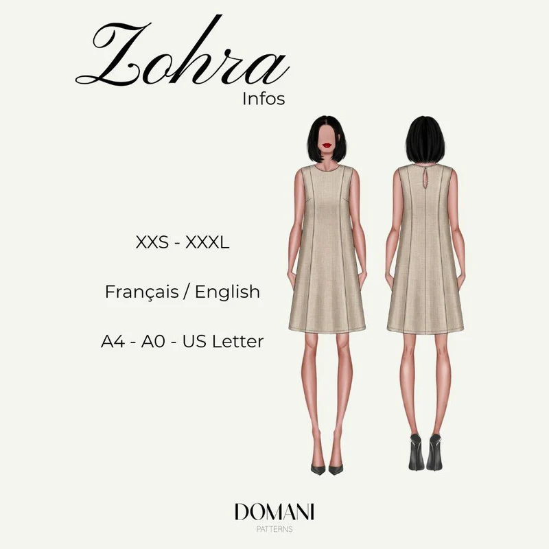 PATRON DE COUTURE PDF | Robe Zohra | Domani | BILINGUE (FR / EN)