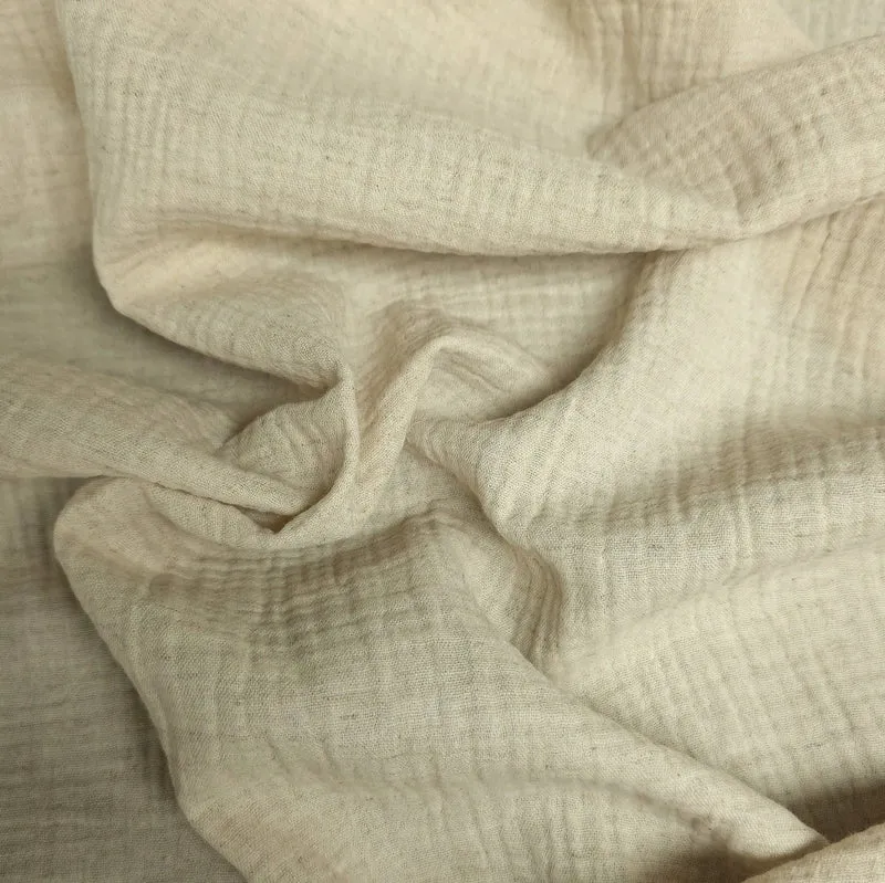 Tissu double gaze de coton et lin | Certifié OEKO-TEX® | Naturel