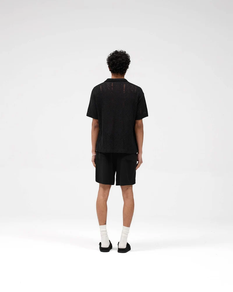 All Over Crochet Shirt - Jet Black
