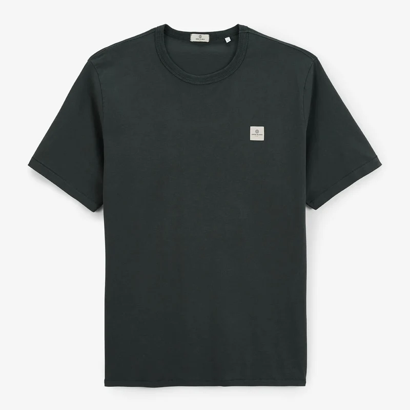 T-shirt col rond en jersey de coton gris carbone imprimé dos
