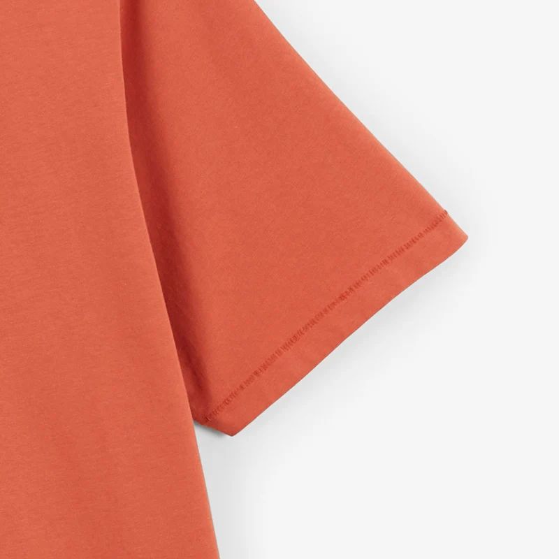 T-shirt col rond en jersey de coton imprimé dos orange rouille