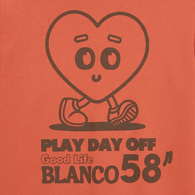T-shirt col rond en jersey de coton imprimé dos orange rouille