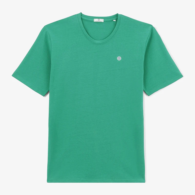 T-shirt col rond Théo en coton bleu turquoise