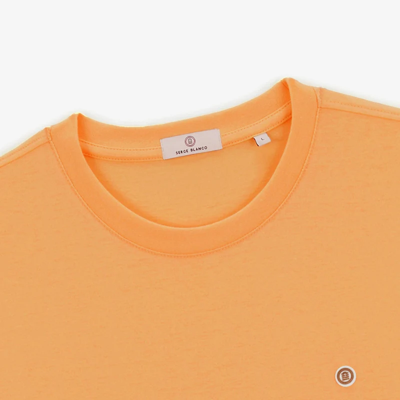 T-shirt col rond Théo en coton orange tangerine