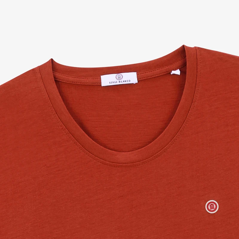 T-shirt col rond Théo en coton rouge