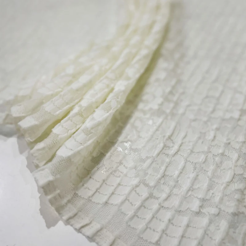 Tissu Maille Dentelle Plissée, Stretch - Miravet