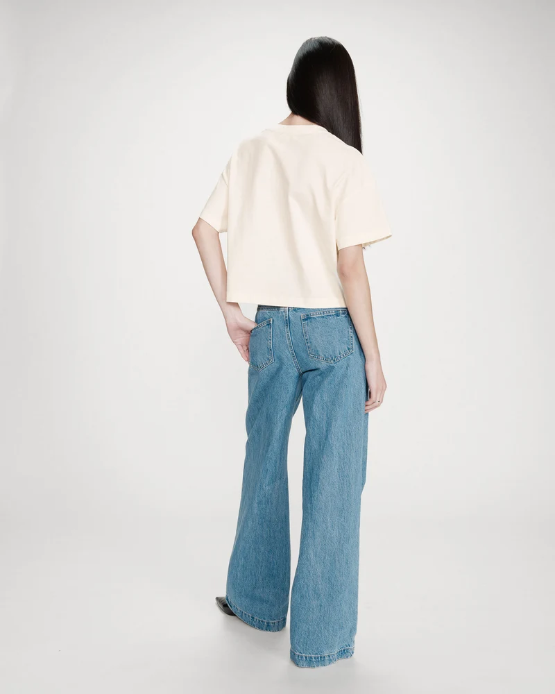 Top oversize en coton message imprimé ecru Voss