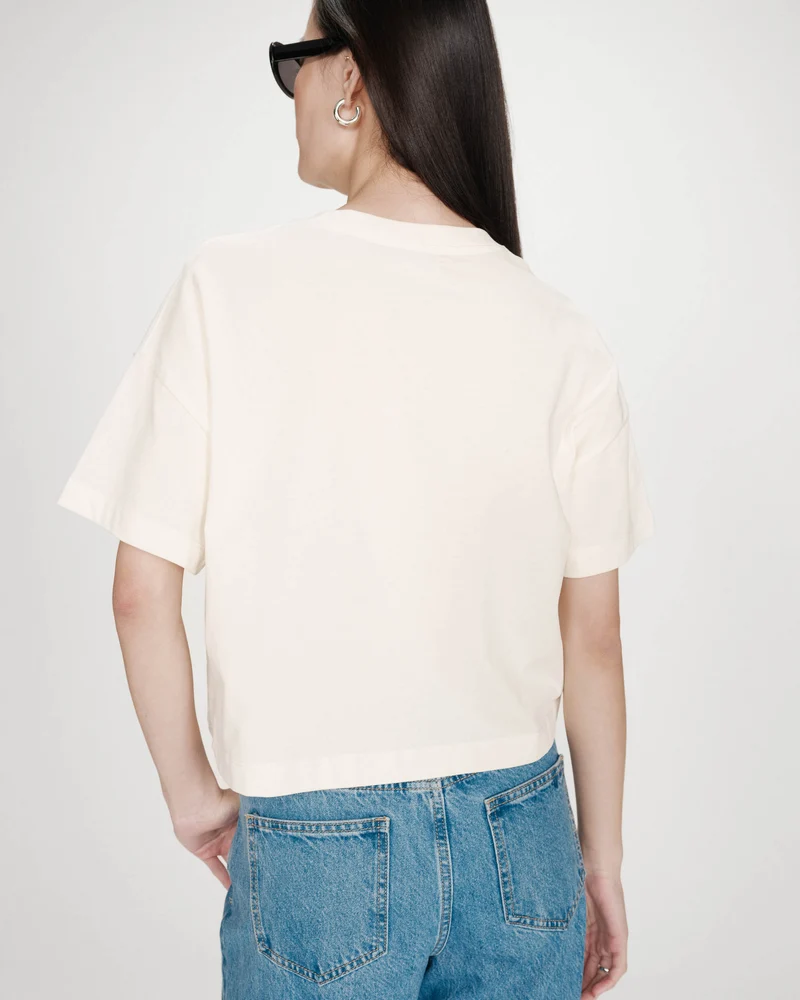 Top oversize en coton message imprimé ecru Voss