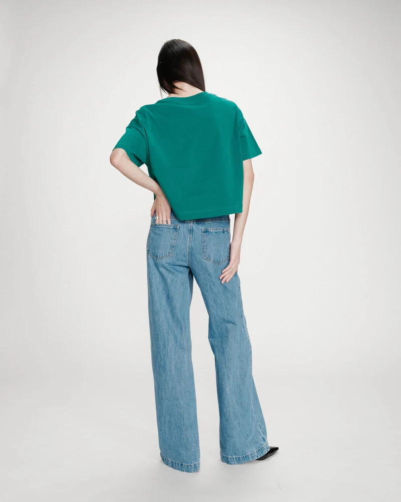 Top oversize en coton message imprimé vert Voss