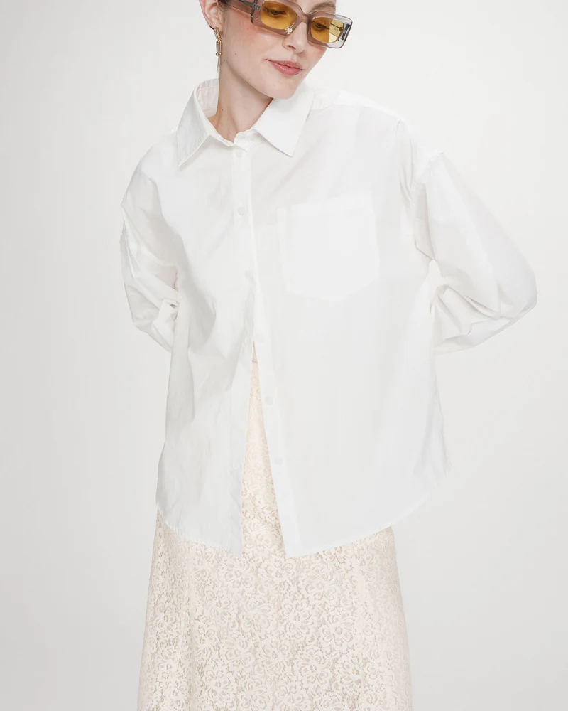 Chemise oversize en coton à nouer dans le dos ivoire Valerie