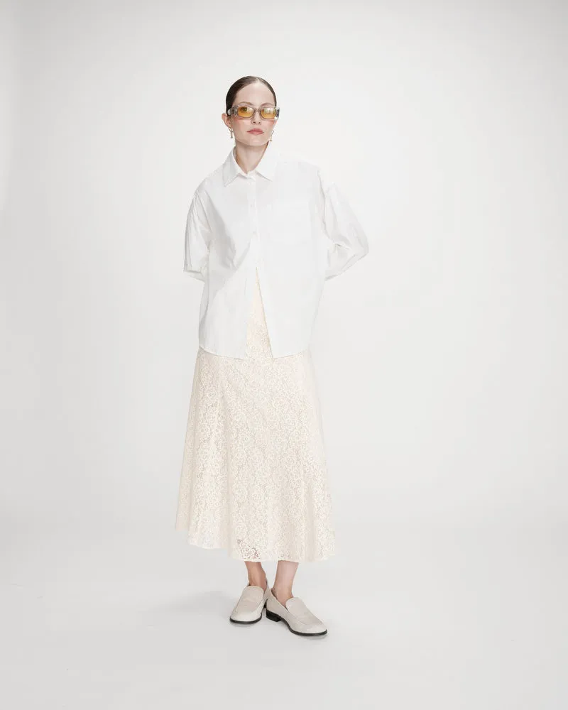 Chemise oversize en coton à nouer dans le dos ivoire Valerie