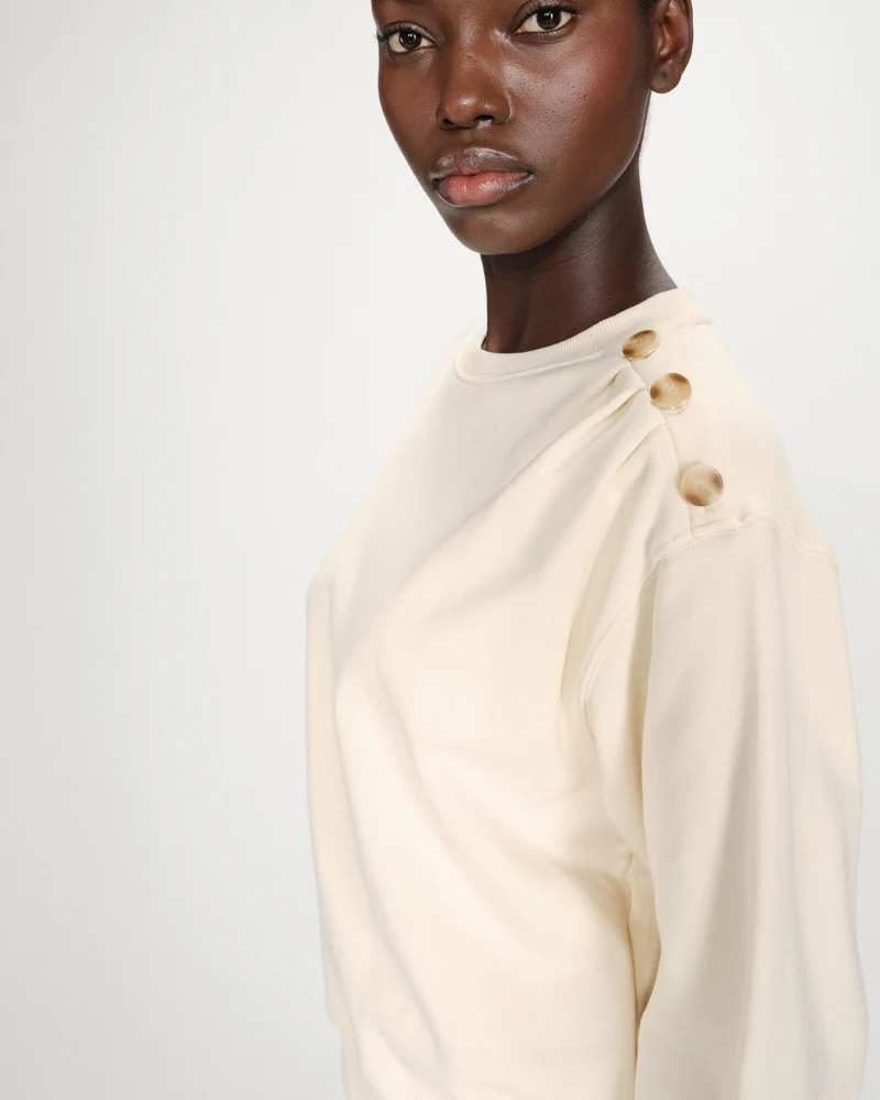 Sweatshirt col rond avec plis et boutons vanille Vonan