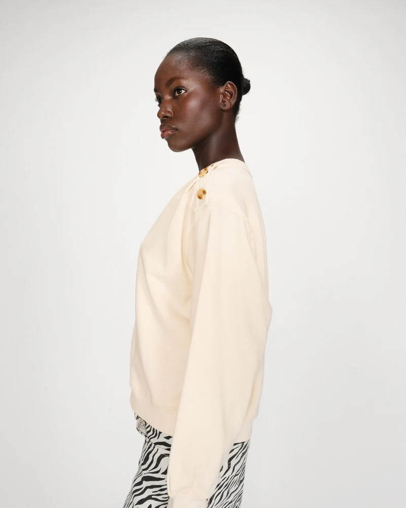 Sweatshirt col rond avec plis et boutons vanille Vonan