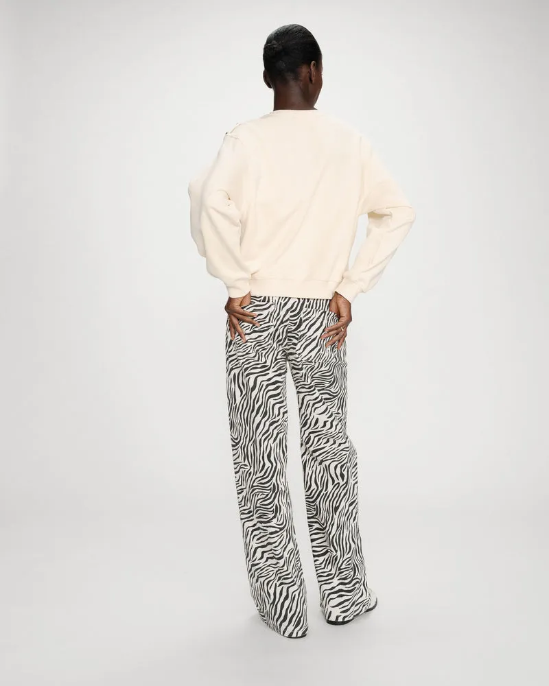Sweatshirt col rond avec plis et boutons vanille Vonan