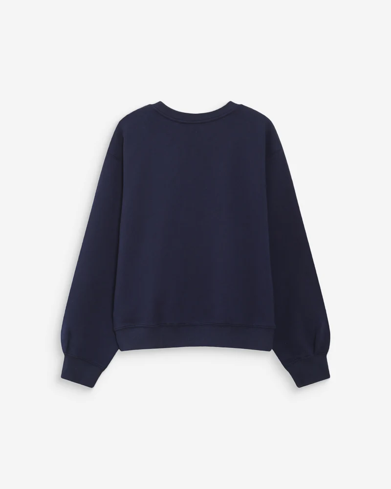 Sweatshirt col rond avec plis et boutons marine Vonan