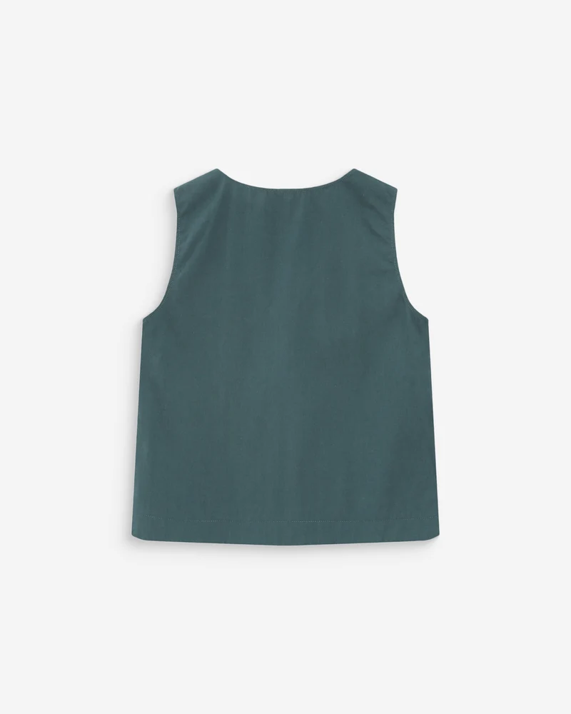 Top en coton sans manches col V emeraude Vagabond