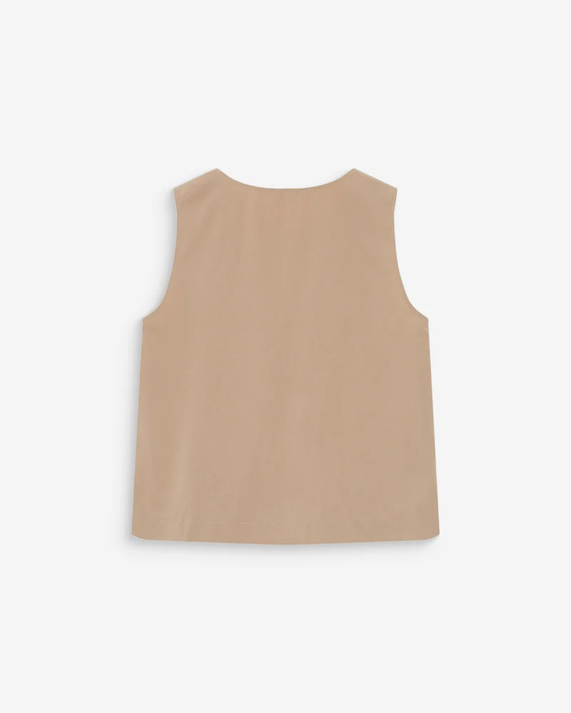 Top en coton sans manches col V sable Vagabond