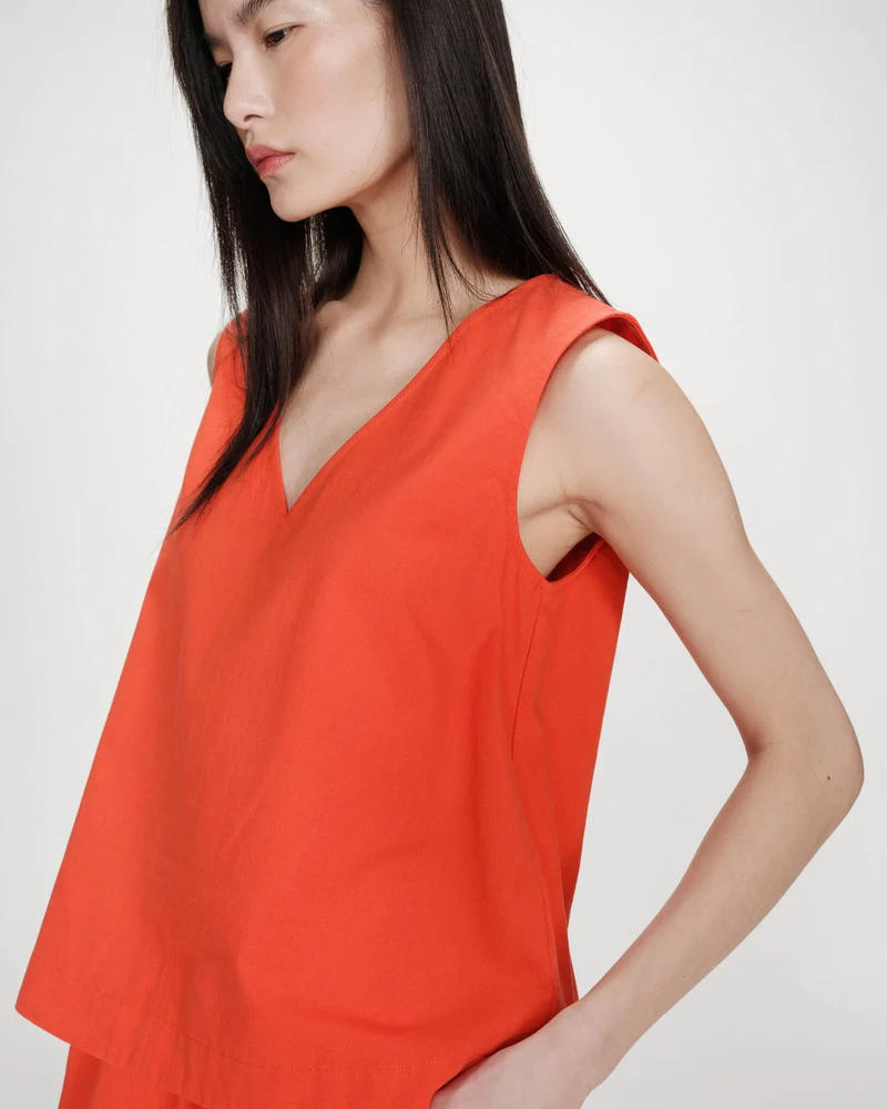 Top en coton sans manches col V sanguine Vagabond