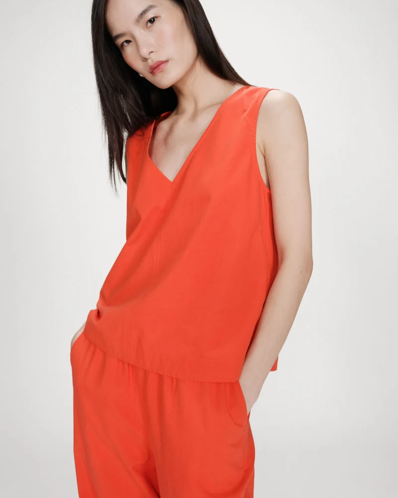Top en coton sans manches col V sanguine Vagabond