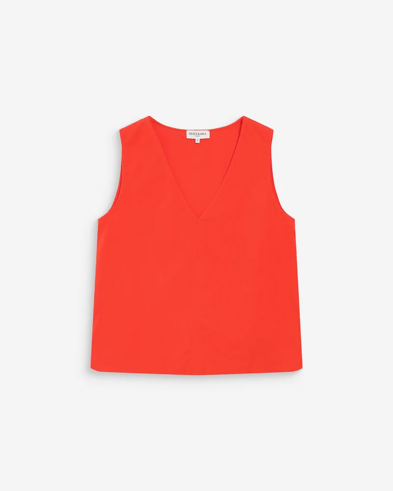 Top en coton sans manches col V sanguine Vagabond