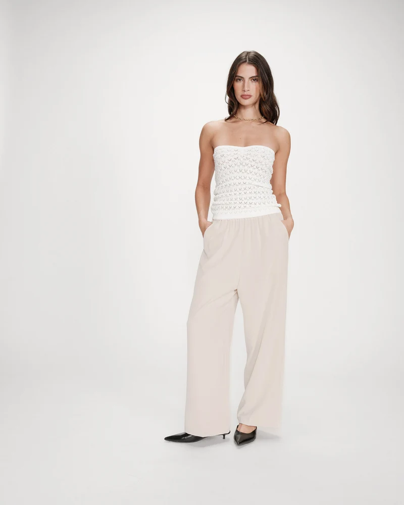 Top bustier cœur en maille près du corps ecru Valazzio