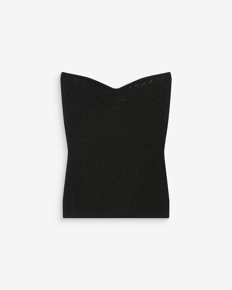 Top bustier cœur en maille près du corps noir Valazzio