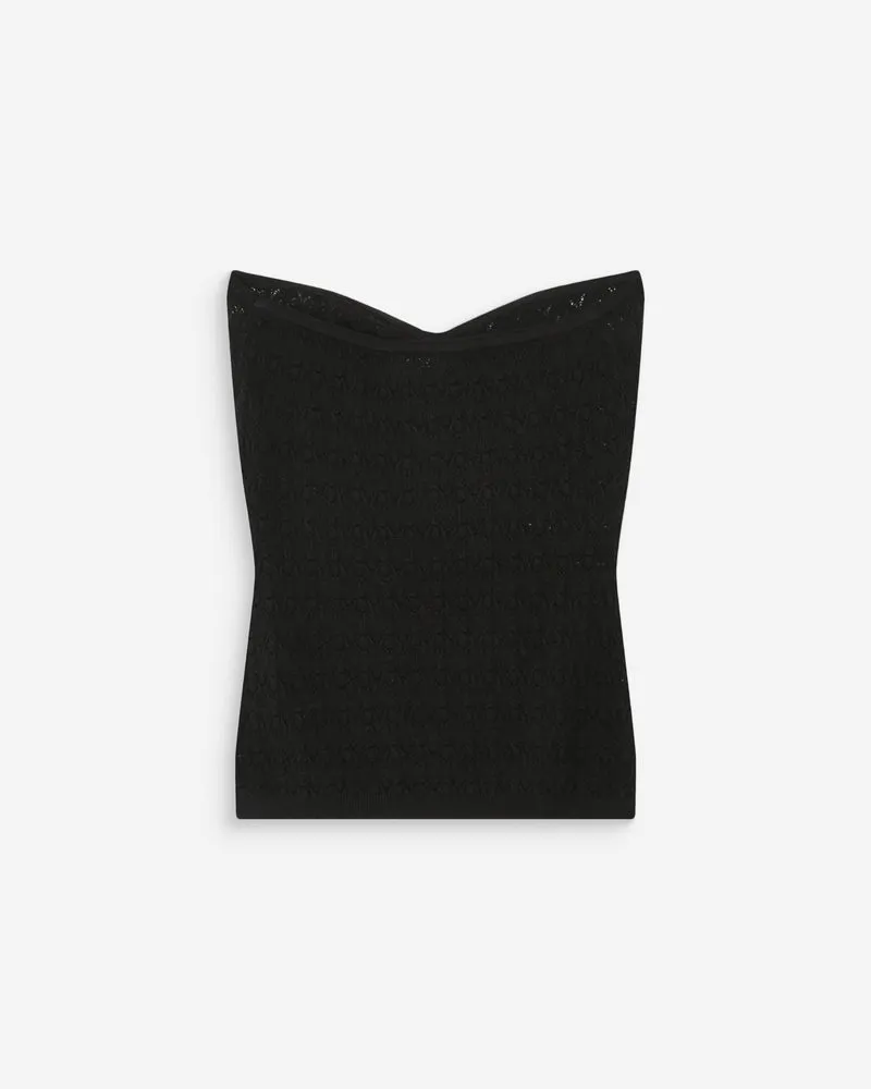Top bustier cœur en maille près du corps noir Valazzio