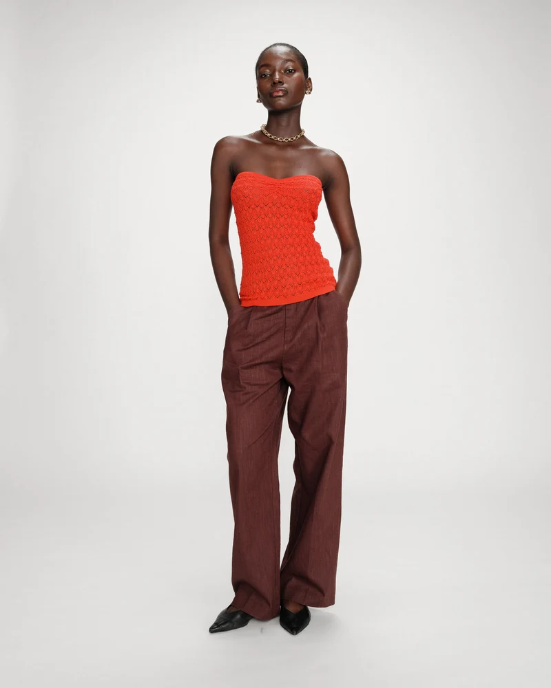 Top bustier cœur en maille près du corps sanguine Valazzio